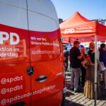 Die Dialogtour der SPD-Bundestagsfraktion macht Halt auf dem Rheydter Marktplatz.